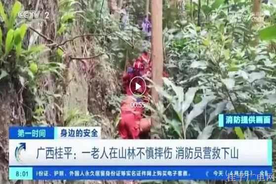 央视报道 | 广西桂平：一老人在山林不慎摔伤 消防员营救下山